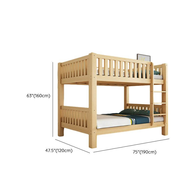 Modern Pine Bunk Bed with Drawers - Natural Wood Finish Dimensions