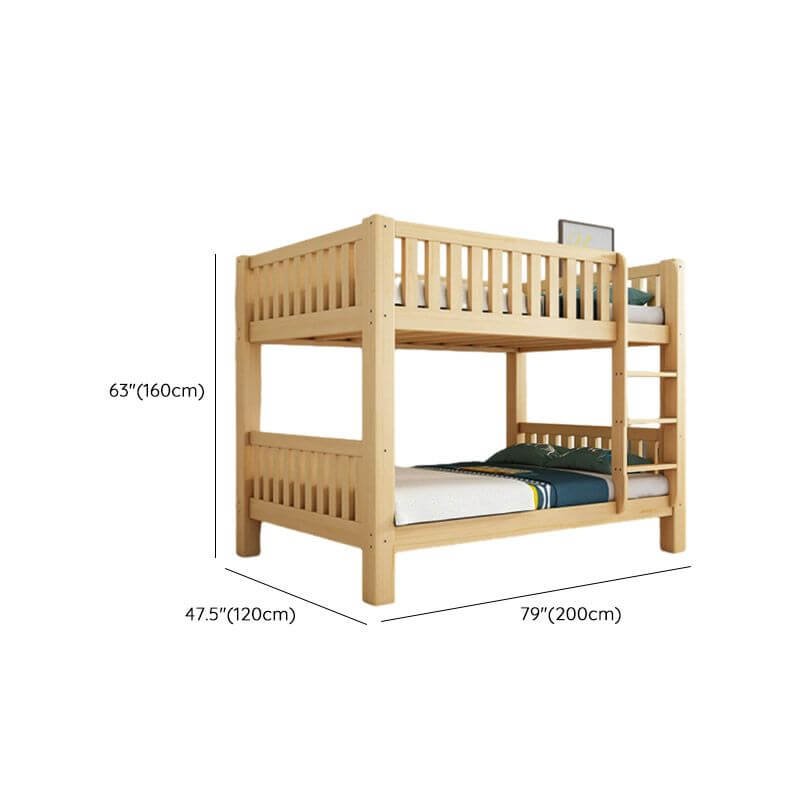 Modern Pine Bunk Bed with Drawers - Natural Wood Finish Dimensions