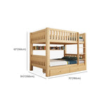 Modern Pine Bunk Bed with Drawers - Natural Wood Finish Dimensions