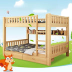 Modern Pine Bunk Bed with Ladder and Optional Storage Solutions