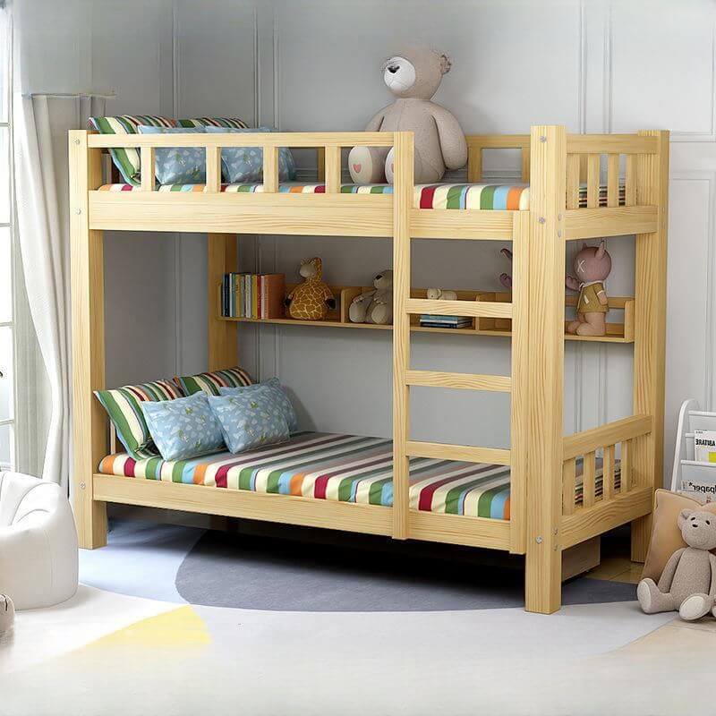 Modern Pine Bunk Bed with Ladder and Optional Storage Solutions