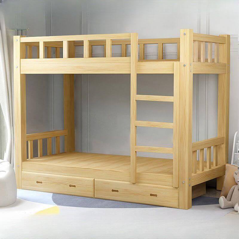 Modern Pine Bunk Bed with Ladder and Optional Storage Solutions