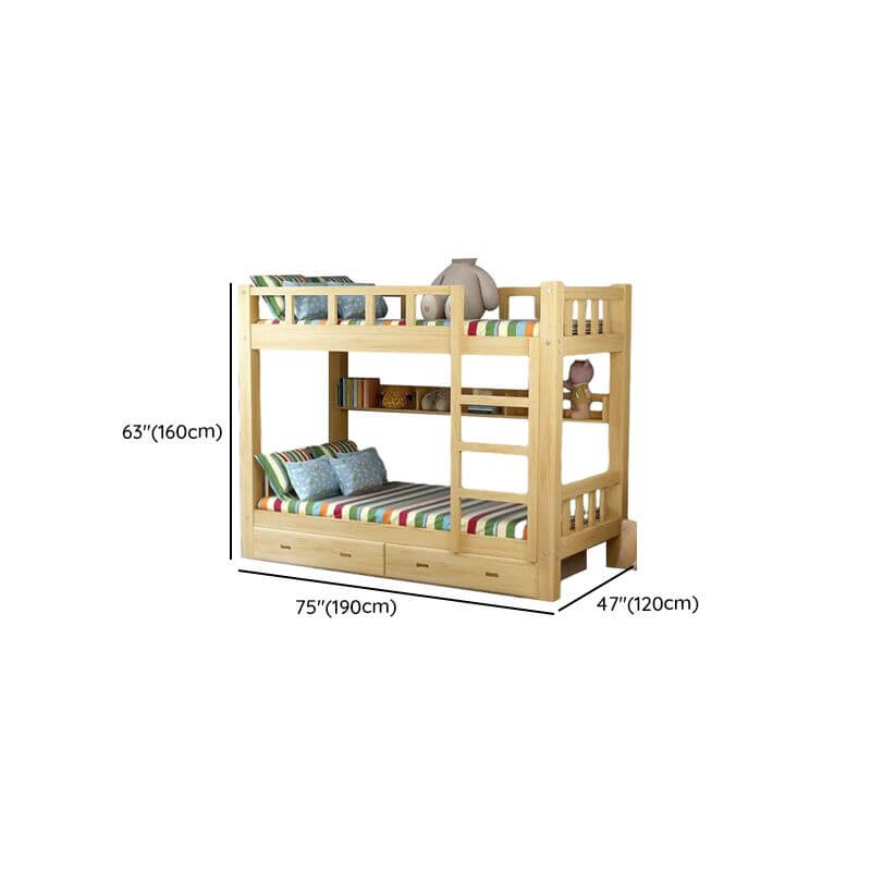 Modern Pine Bunk Bed with Ladder and Optional Storage Solutions Dimensions