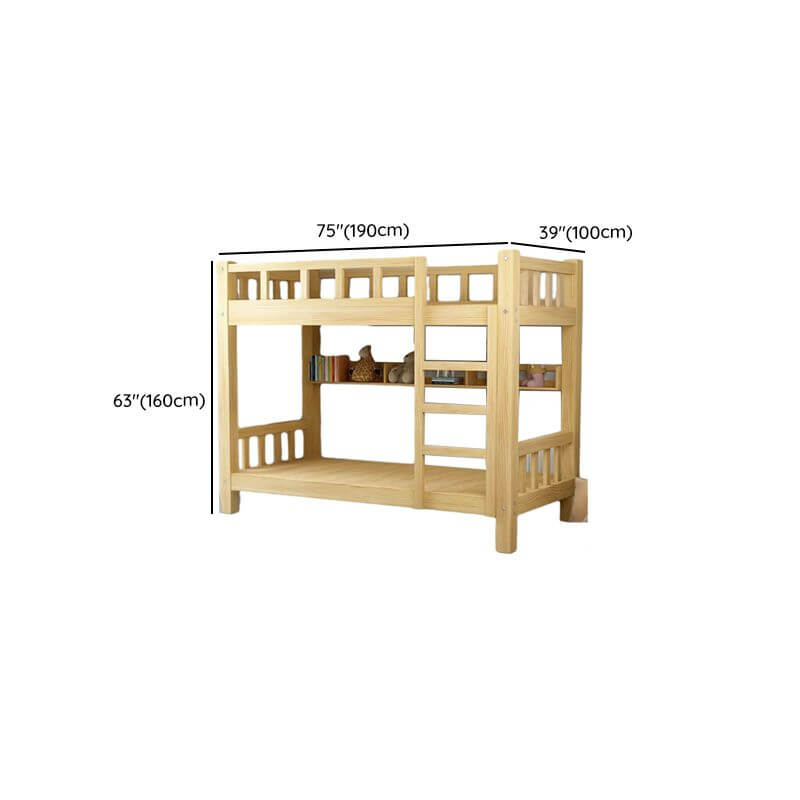 Modern Pine Bunk Bed with Ladder and Optional Storage Solutions Dimensions
