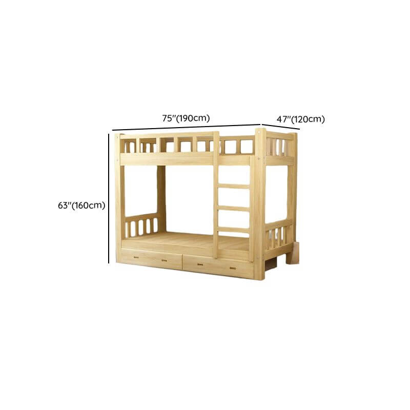 Modern Pine Bunk Bed with Ladder and Optional Storage Solutions Dimensions