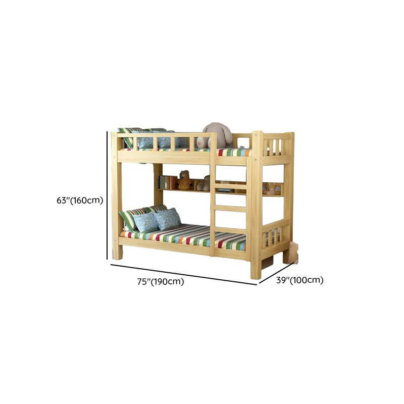 Modern Pine Bunk Bed with Ladder and Optional Storage Solutions Dimensions