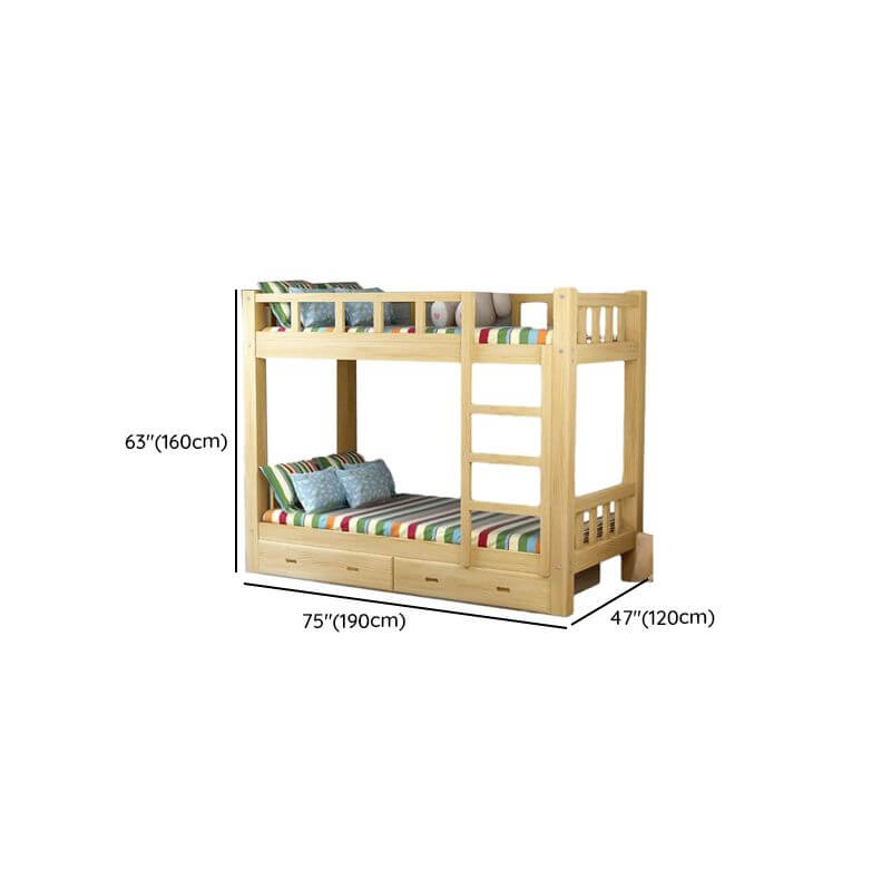 Modern Pine Bunk Bed with Ladder and Optional Storage Solutions Dimensions