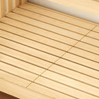 Modern Pine Bunk Bed with Mattress, Bookshelf, and Ladder in Natural Finish