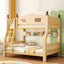 Modern Pine Bunk Bed with Mattress, Bookshelf, and Ladder in Natural Finish