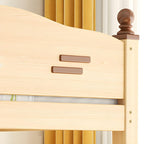 Modern Pine Bunk Bed with Mattress, Bookshelf, and Ladder in Natural Finish