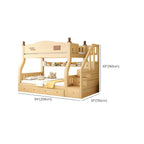 Modern Pine Bunk Bed with Mattress, Bookshelf, and Ladder in Natural Finish Dimensions
