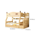 Modern Pine Bunk Bed with Mattress, Bookshelf, and Ladder in Natural Finish Dimensions