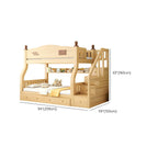Modern Pine Bunk Bed with Mattress, Bookshelf, and Ladder in Natural Finish Dimensions