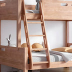Modern Pine Kids Bed with Bookcase and Built-In Ladder