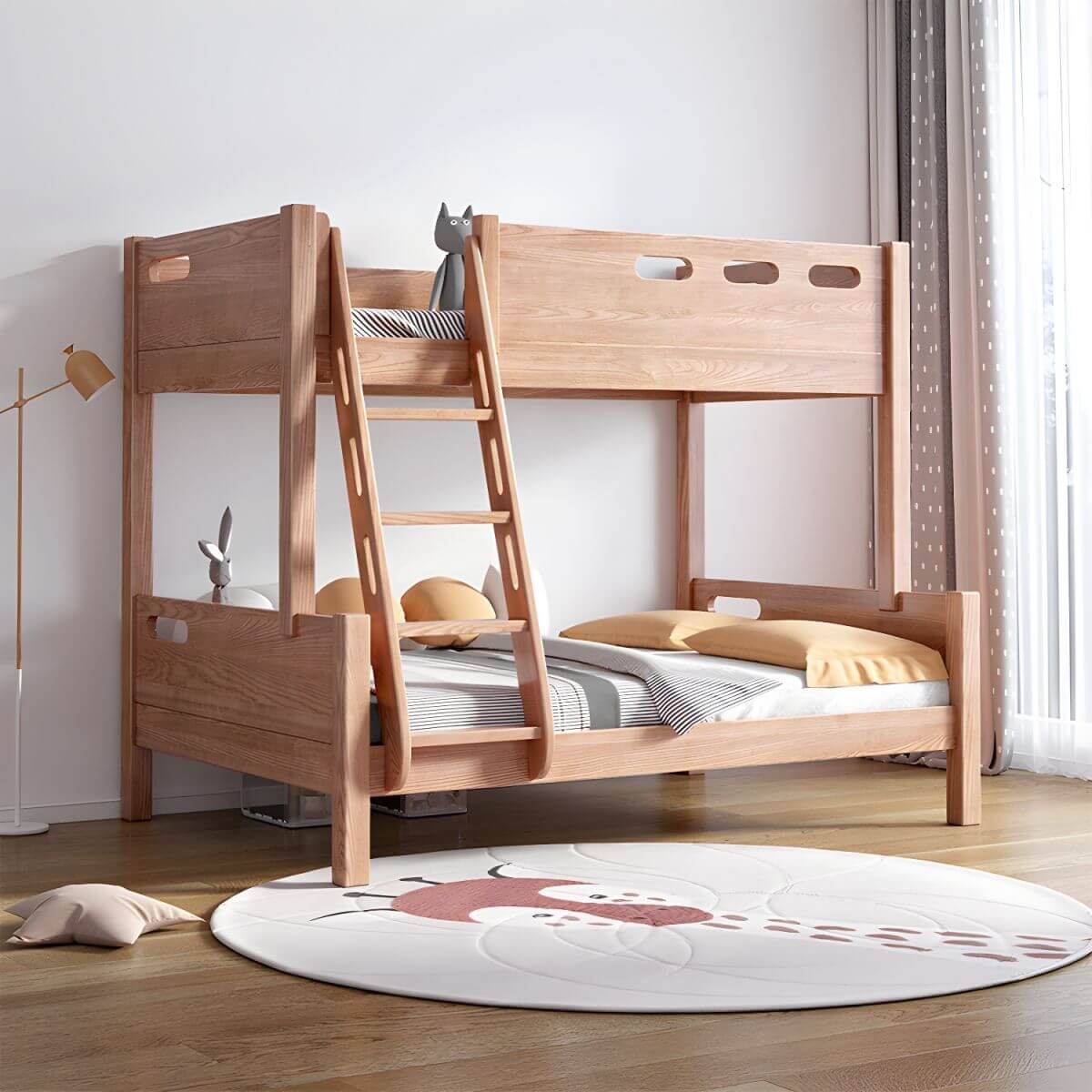 Modern Pine Kids Bed with Bookcase and Built-In Ladder Secondary image