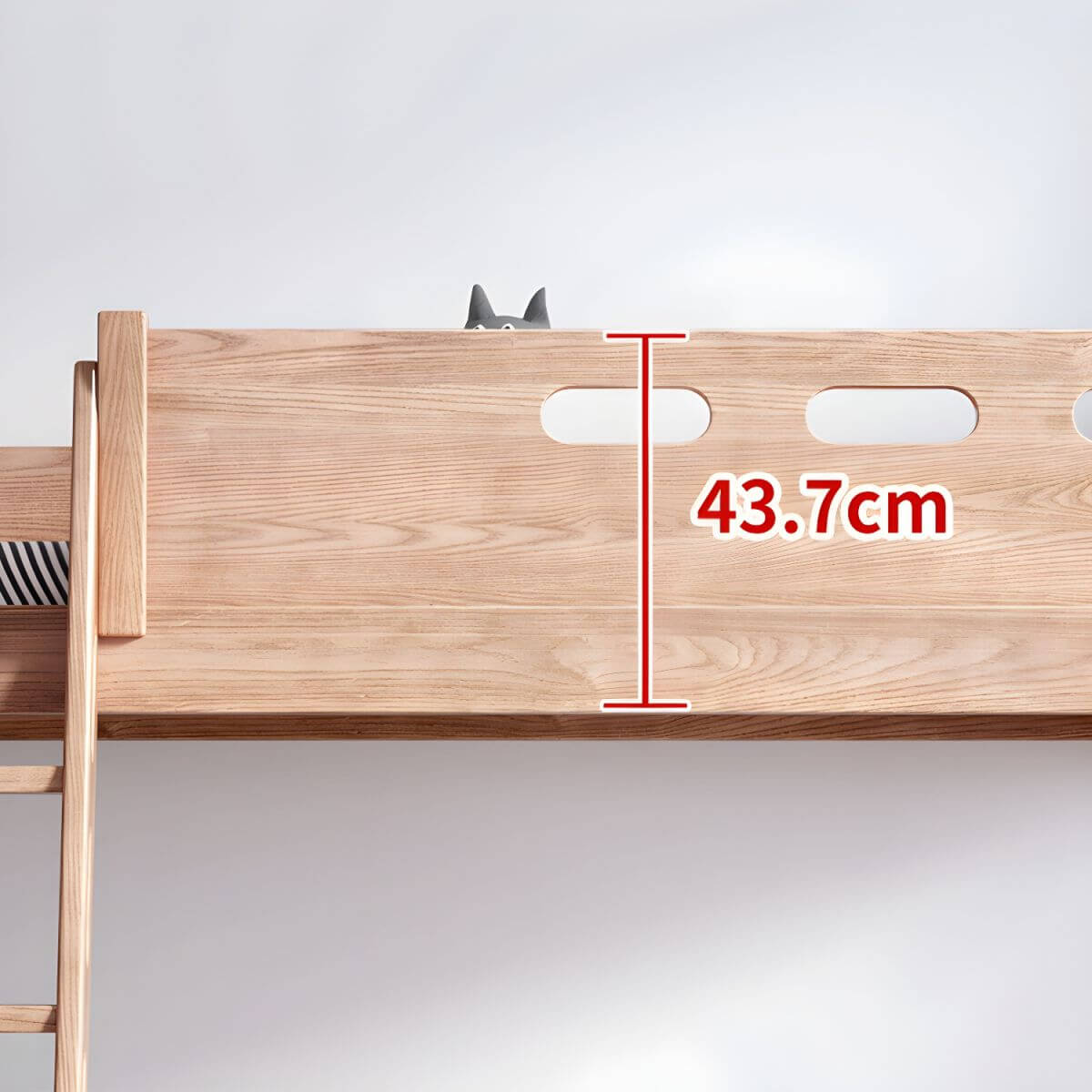 Modern Pine Kids Bed with Bookcase and Built-In Ladder