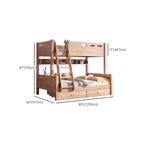Modern Pine Kids Bed with Bookcase and Built-In Ladder Dimensions