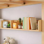 Modern Pine Kids Bunk Bed with Mattress and Bookcase - Natural Finish