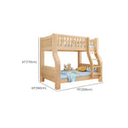 Modern Pine Kids Bunk Bed with Mattress and Bookcase - Natural Finish Dimensions
