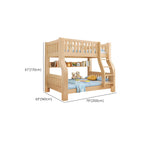 Modern Pine Kids Bunk Bed with Mattress and Bookcase - Natural Finish Dimensions