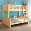 Modern Pine Wood Bunk Bed Set with Mattress, Natural Finish