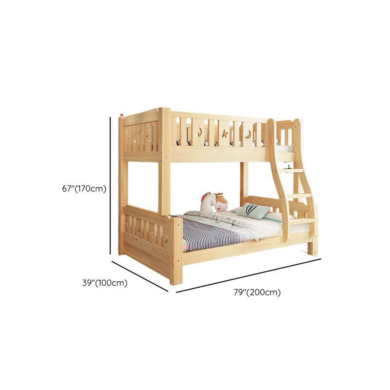 Modern Pine Wood Bunk Bed Set with Mattress, Natural Finish Dimensions