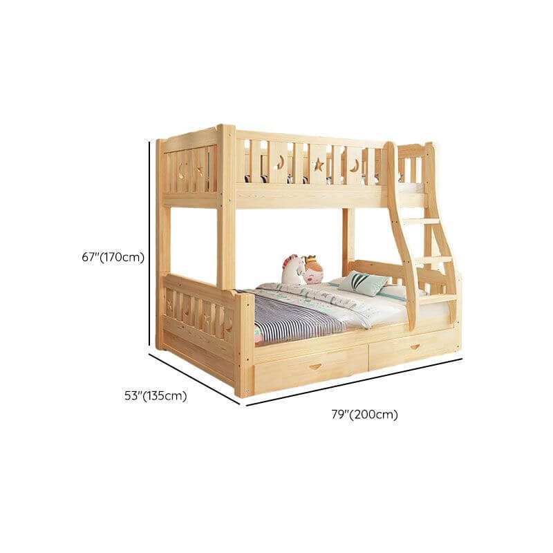 Modern Pine Wood Bunk Bed Set with Mattress, Natural Finish Dimensions