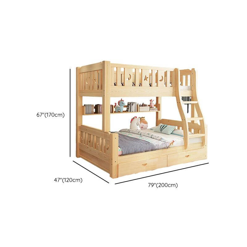 Modern Pine Wood Bunk Bed Set with Mattress, Natural Finish Dimensions
