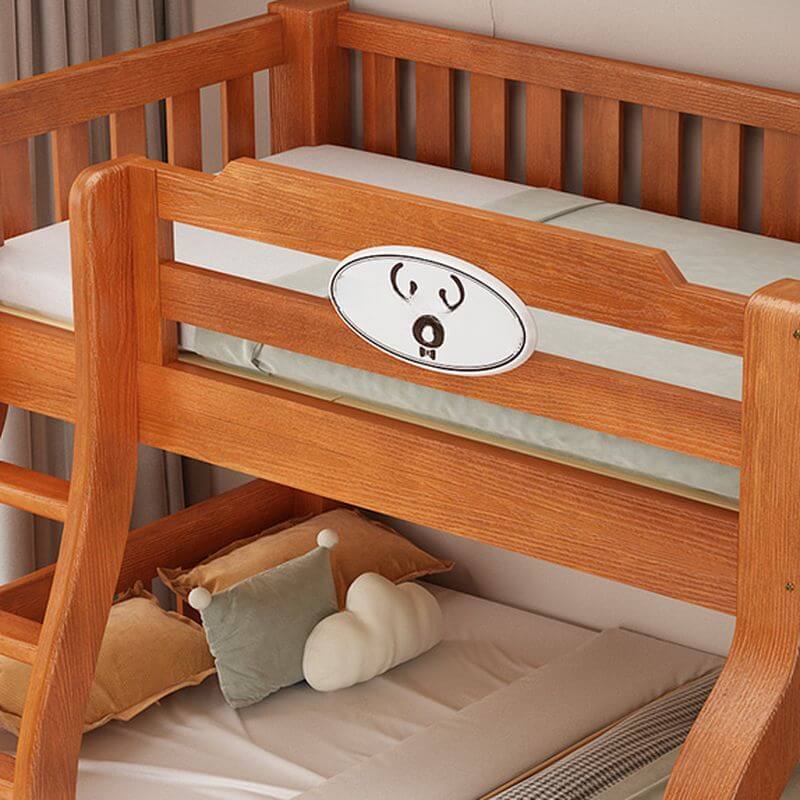 Modern Pine Wood Bunk Bed With Ladder And Storage