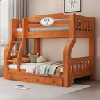 Modern Pine Wood Bunk Bed With Ladder And Storage