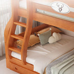 Modern Pine Wood Bunk Bed With Ladder And Storage