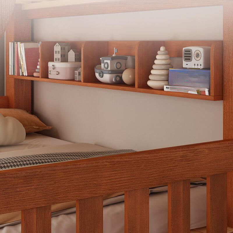 Modern Pine Wood Bunk Bed With Ladder And Storage