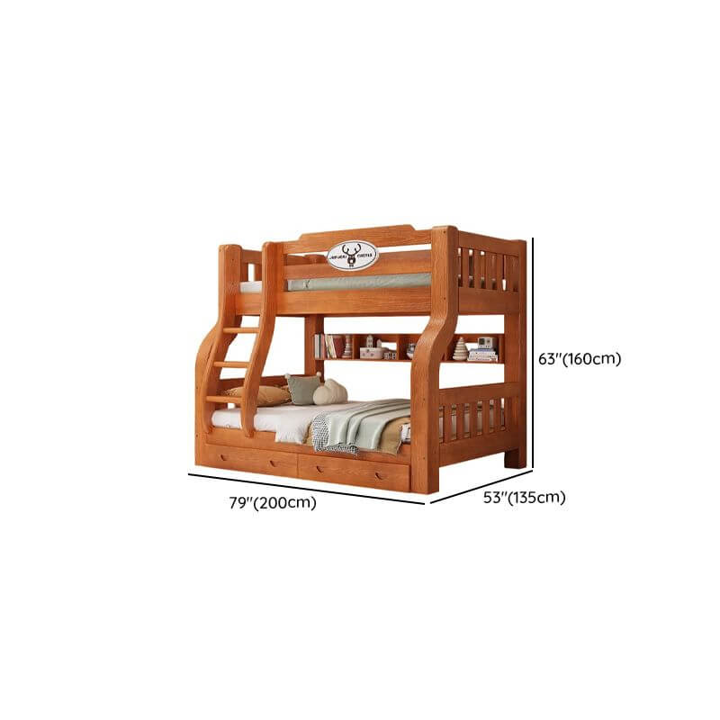 Modern Pine Wood Bunk Bed With Ladder And Storage Dimensions