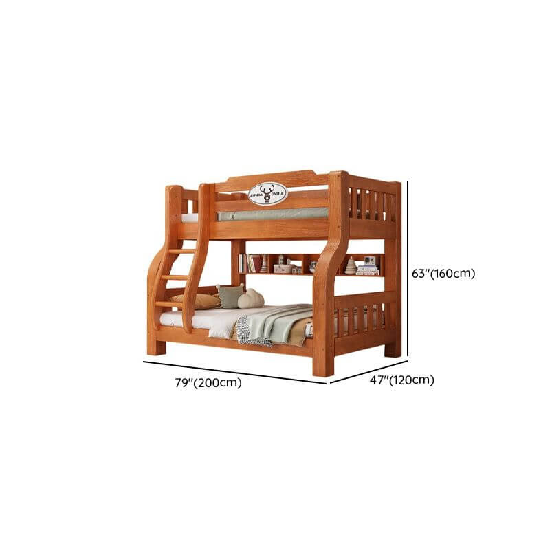 Modern Pine Wood Bunk Bed With Ladder And Storage Dimensions