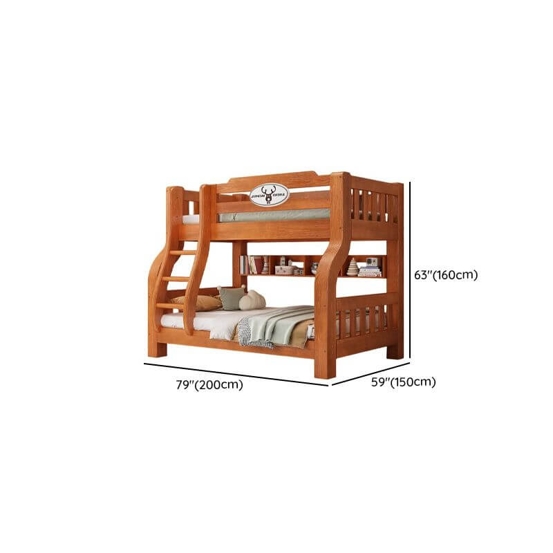 Modern Pine Wood Bunk Bed With Ladder And Storage Dimensions