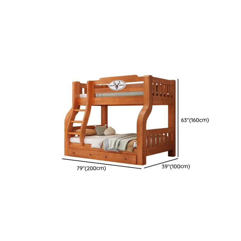 Modern Pine Wood Bunk Bed With Ladder And Storage Dimensions