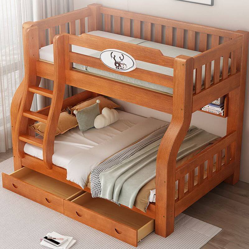 Modern Pine Wood Bunk Bed With Ladder And Storage Main Product Image Hauptbild