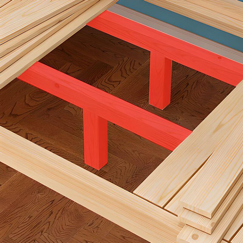 Modern Pine Wood Bunk Bed with Ladder & Guardrails