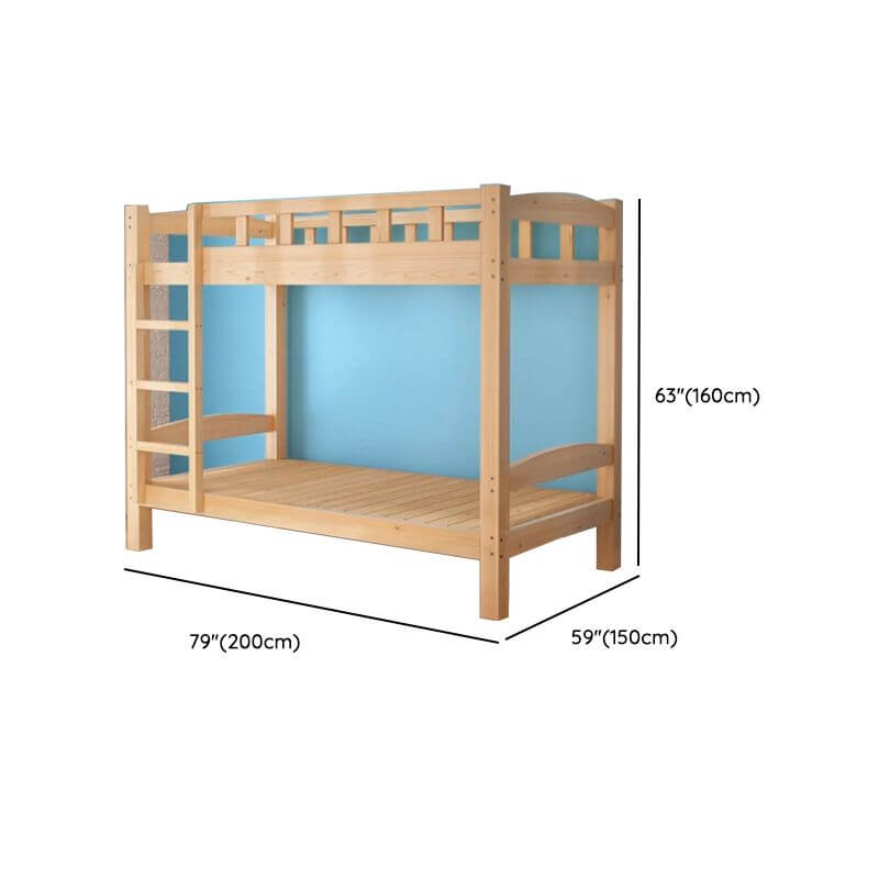 Modern Pine Wood Bunk Bed with Ladder & Guardrails Dimensions