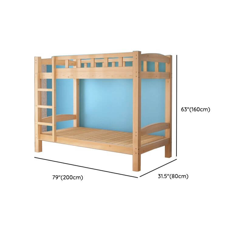 Modern Pine Wood Bunk Bed with Ladder & Guardrails Dimensions