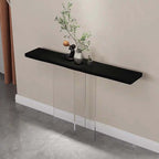 Modern Pine Wood Console Table With Acrylic Pedestal