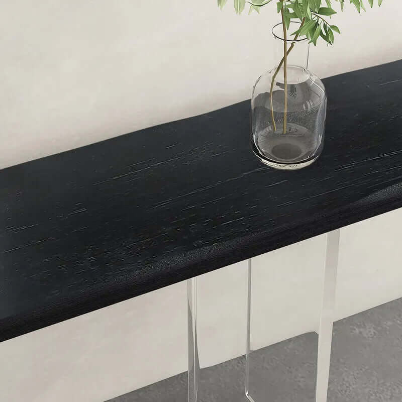 Modern Pine Wood Console Table With Acrylic Pedestal