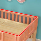 Modern Pine Wood Kids Bunk Bed with Storage Drawers in Natural Finish