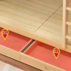 Modern Pine Wood Kids Bunk Bed with Storage Drawers in Natural Finish