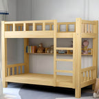 Modern Pine Wood Kids Bunk Bed with Storage Drawers in Natural Finish