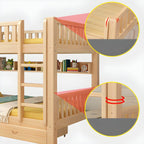 Modern Pine Wood Kids Bunk Bed with Storage Drawers in Natural Finish
