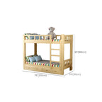Modern Pine Wood Kids Bunk Bed with Storage Drawers in Natural Finish Dimensions