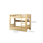 Modern Pine Wood Kids Bunk Bed with Storage Drawers in Natural Finish Dimensions