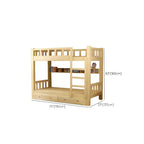 Modern Pine Wood Kids Bunk Bed with Storage Drawers in Natural Finish Dimensions