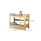 Modern Pine Wood Kids Bunk Bed with Storage Drawers in Natural Finish Dimensions